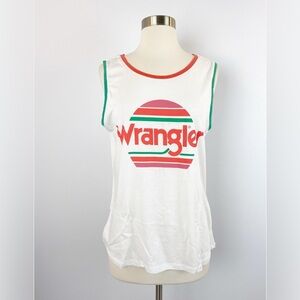 Wrangler White Tank Top with Red and Green Graphic